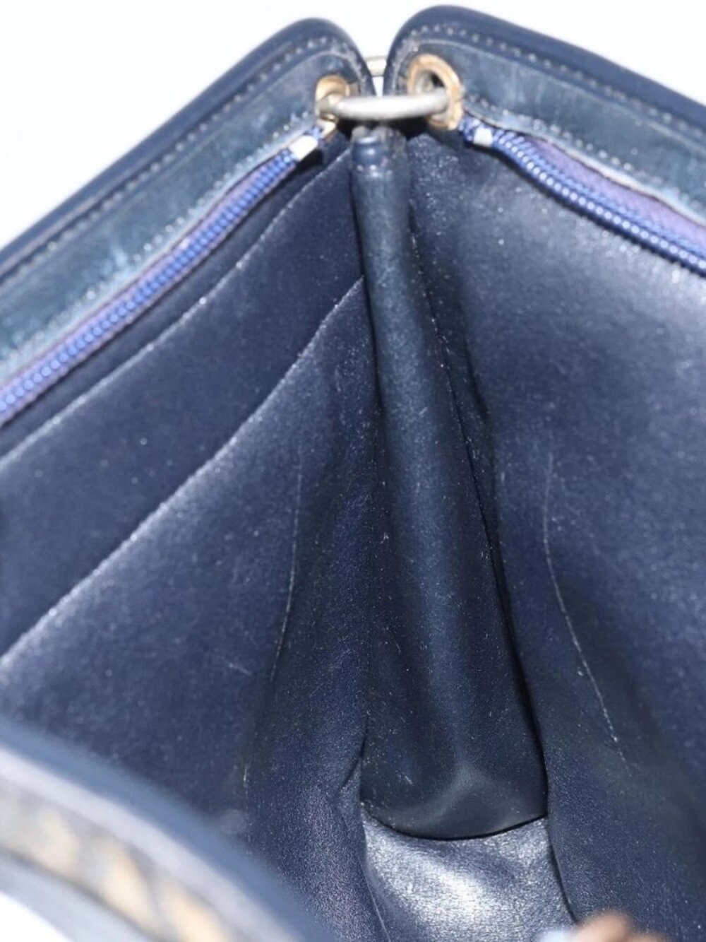 Christian Dior Trotter Canvas Shoulder Bag Navy Gold Auth 157344 - Picture 13 of 16